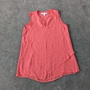 Cristina B Women's Coral Sleeveless Tunic Top Size Small Blouse Layered